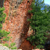 Unknown climber self-belaying.