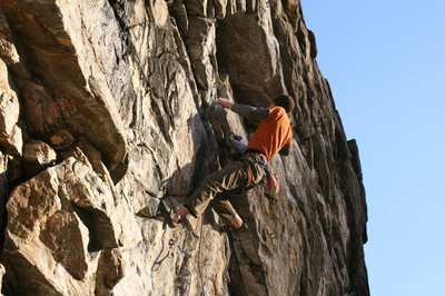 Midway up the route.