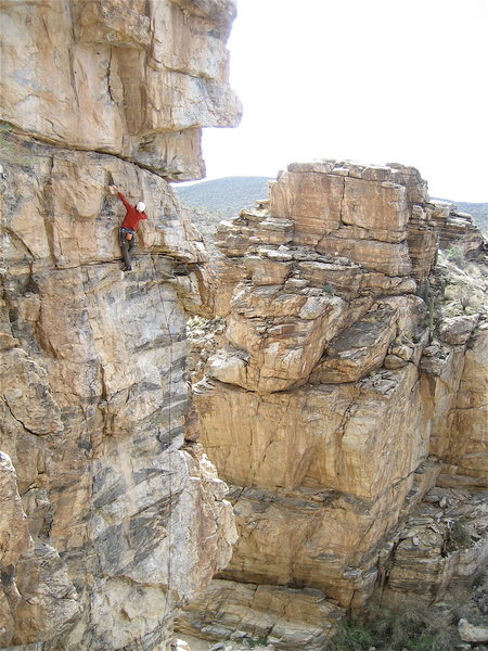 Jesse Schultz half way up the climb.