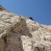 Paul on the final 5.9 pitch  . Photo Pat Moe