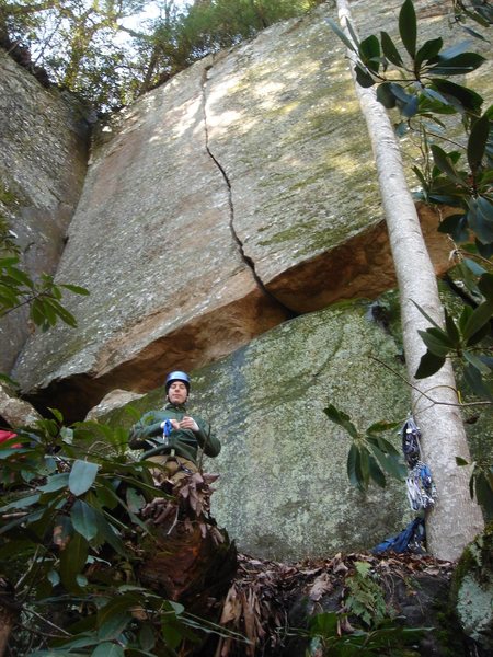 Sam getting ready to climb Crack Attack