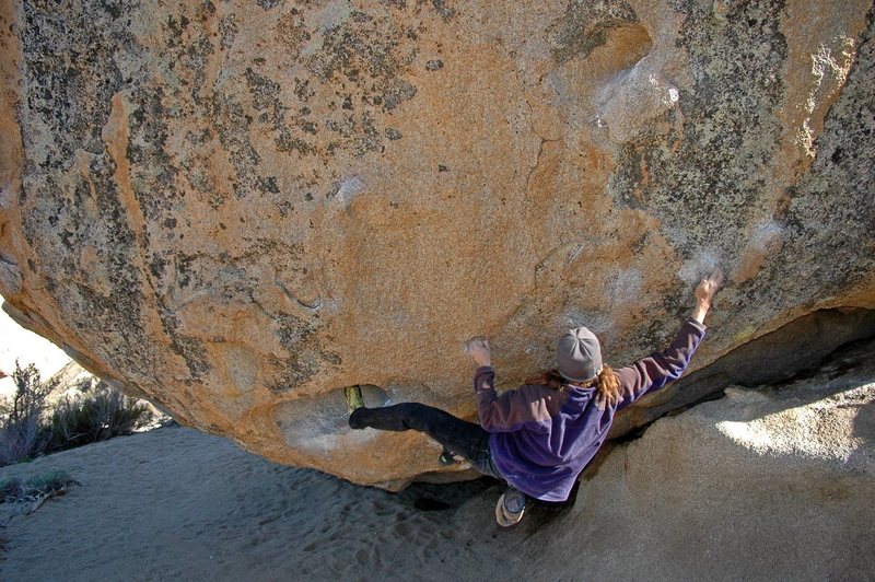 Jeremy Freeman tackles the crux sequence after emerging from the 15 foot roof 