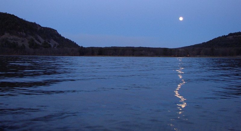 Moonrise in the east.  From the boat landing.  April 09.