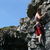 Deep water solo fun at Portland Bill, UK