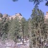 This shows the upper part of the east face of the South Buttress, with the Pinnacle on the right side of the picture.