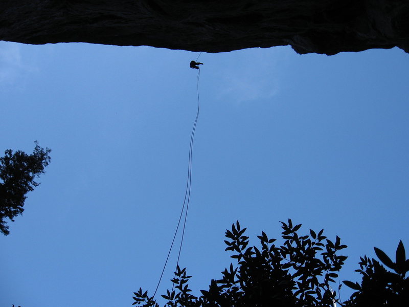 The 200 foot rap of Pangaea, Sonora Pass.