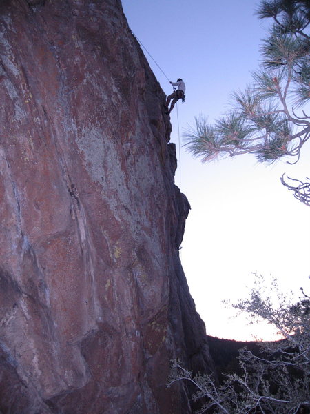 Rappelling off One Armed Bandit just before dark