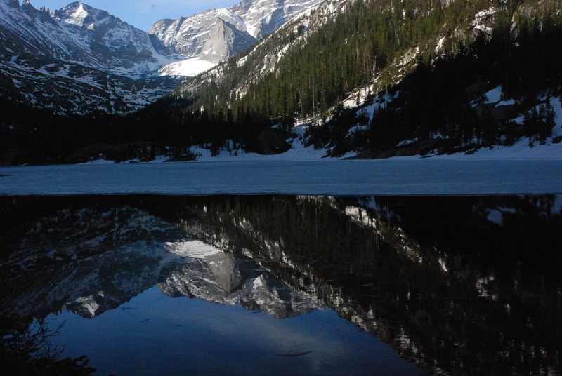 Spring snow on the way into Spearhead.