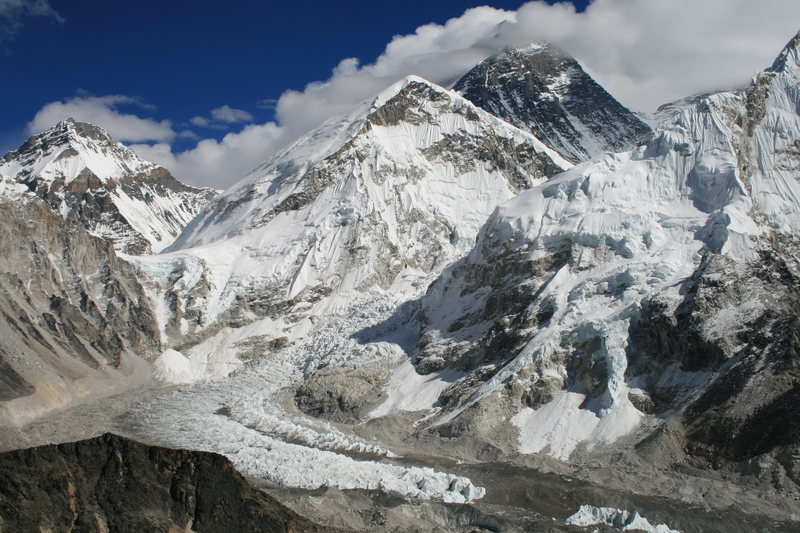 khumbu Ice fall with Everest in background