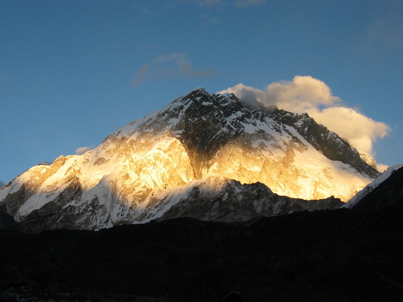 Sun setting on Nuptse