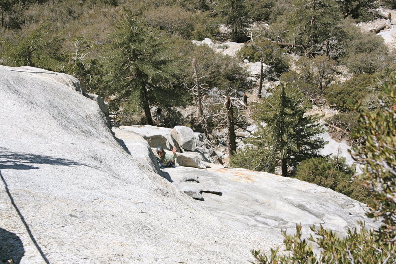 Taquitz - Fingertrip Agina at our 2nd pitch off route belay.