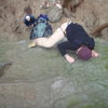 Fuzzy photo, but I'm on the sloped crux move.