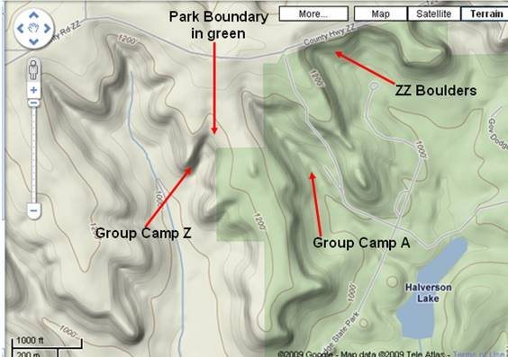 This area with a couple others marked on topo map.  
