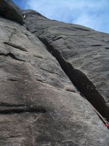 About half way up pitch 2 of rat's ass