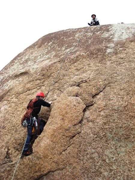 Derrill on the rotten flake.  This flake won't be here long.