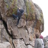 Alec Solimeo on a project on the End of Yer Rope boulder. 