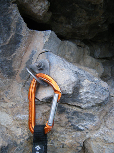 3rd bolt on Roadside Attraction at the Puoux, Glenwood Canyon.