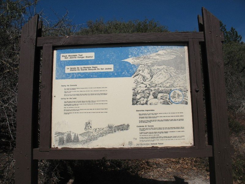 The sign at the start of the trail, Black Mountain