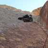 Darren leading the second Red Dihedral pitch.  photo by Mike