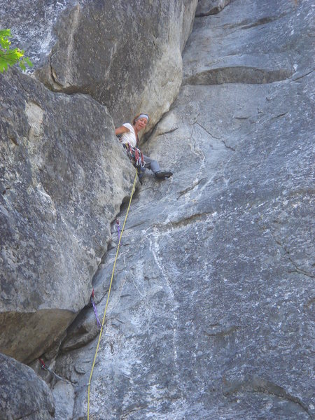 Day 6 - About as good a rest as you'll ever find on a climb!  Sandra on lead.