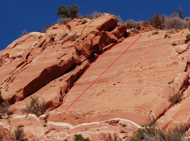 A. Dihedral Crack  5.7 <br>
<br>
B. Slab Route 5.10a  PG-13<br>
