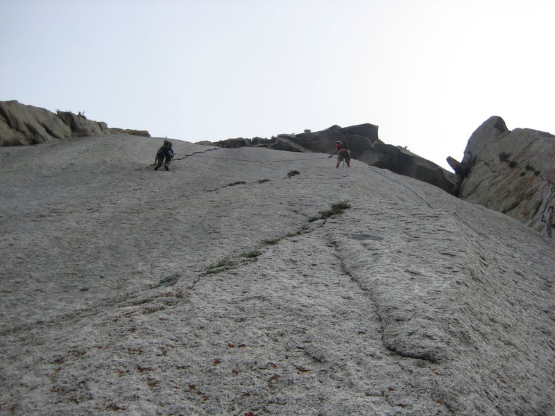 looking up at the tension traverse in action.