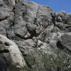 Me near the top of La Paws 5.10a a trad crack lead on Lost Orbit Rock.  2 of 2