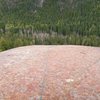 From second belay boulder. Note the 100 feet of runout slab. They were only mildly frightening while wet.