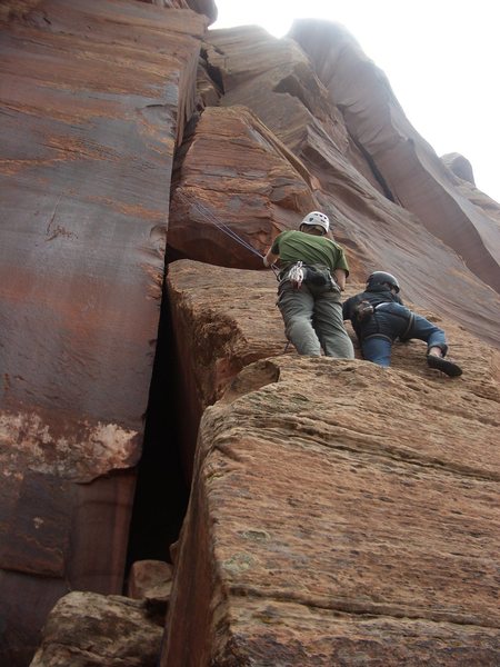 Triple Jeopardy apparently from the wrong start. No good pro except at this stance and after the upcoming slab. I guess you're supposed to start in the cave behind the slab.