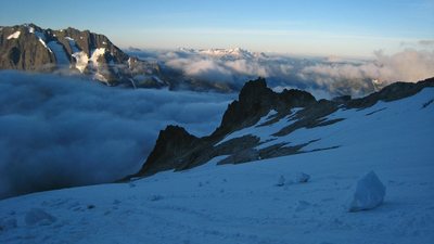Looking back on the approach to Forbidden Peak.