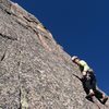 Greg Williams leading p2 of Flying Buttress.