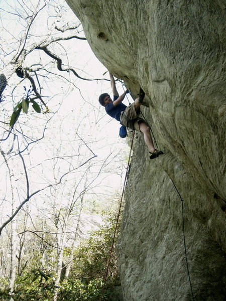 Working the technical crux.