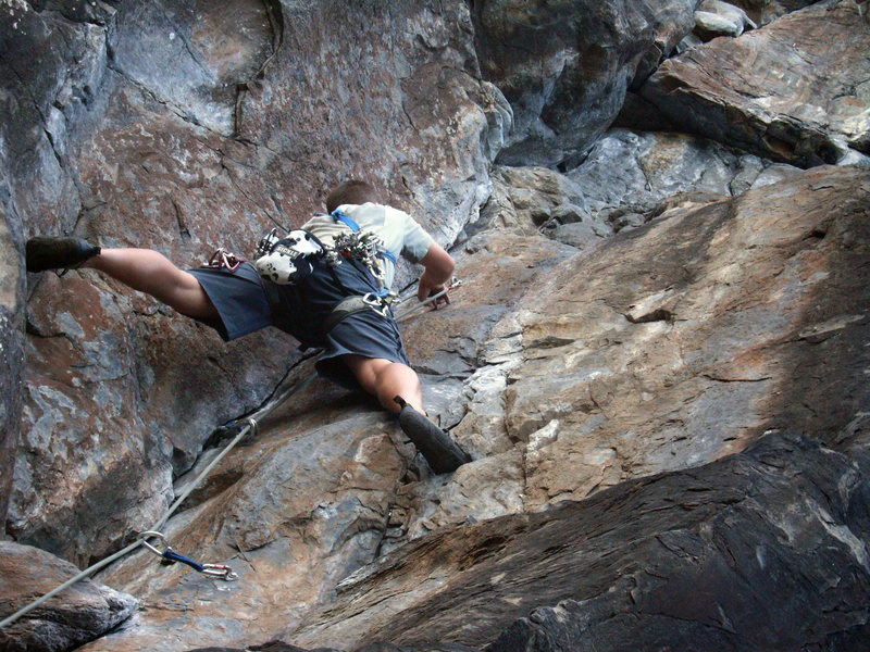 Me on the first crux