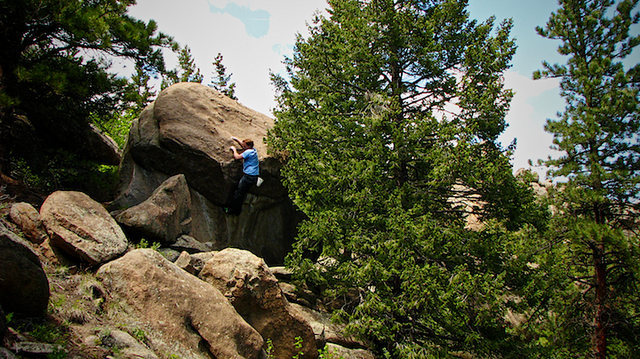 Luke Childers Climbing Mr. Big.  The Pass (Eastern Slope).  Three Sisters Park, Colorado.