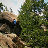 Luke Childers Climbing Mr. Big.  The Pass (Eastern Slope).  Three Sisters Park, Colorado.