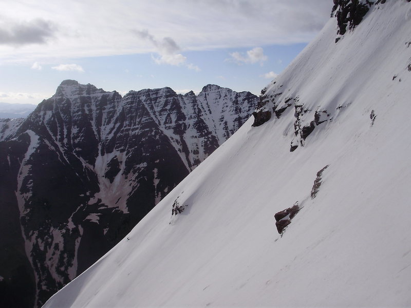 Pyramid Peak as seen from the Bell Cord Couloir across the valley.