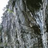 The imposing arete of Morbidezza, and the steep left wing of Cave Crag