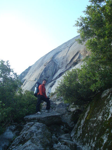 Looking up at the route