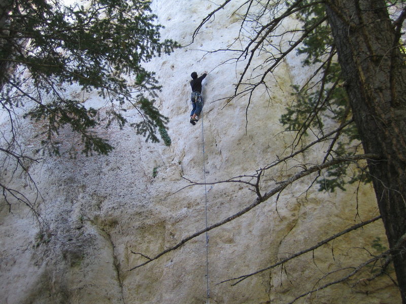 More nice pockets on the upper wall. Interesting crux sequence.