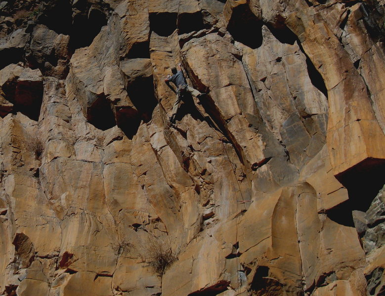 Stretching it out in the crux...