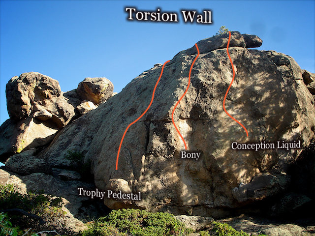 The "Torsion Wall" located on top of the main rock formation of the "Tortuga Area."