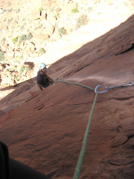 Steve on the belay of pitch two