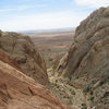 Looking down to the entrance of Three Finger Canyon