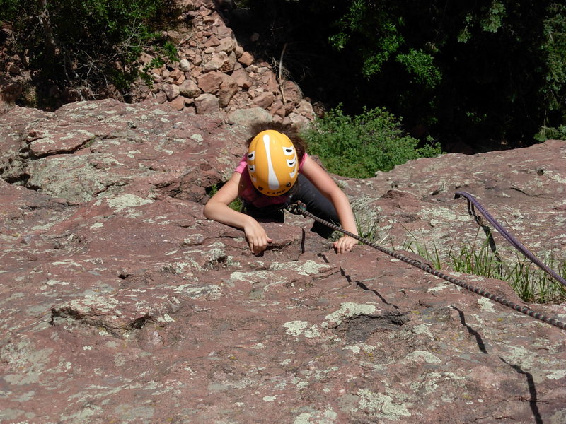 5.2 East Slab of Whale's Tail.  There is a belay tree at the 1/2 way point and a cable anchor at the top.