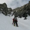 J. Crossman starting up Gash Couloir