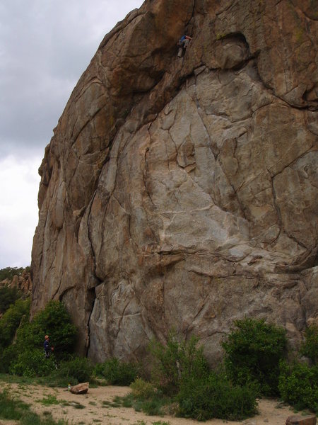 Ben coming up to the 2nd crux just below the anchors in the final off-width