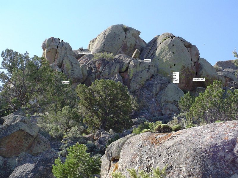 Looking south at the main rock formation.