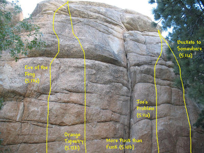 Photo/topo for Hungover Wall - Left Side, Keller Peak. <br>
