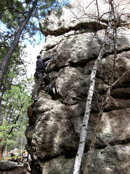 Kai heading up the route