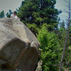 Said gathering notes and marking some G.P.S. data atop the "Child's Play" boulder.  A little work and a little play!!